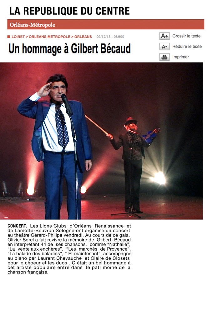 La République du centre parledu spectacle  d'olivier Sorel à Orléans