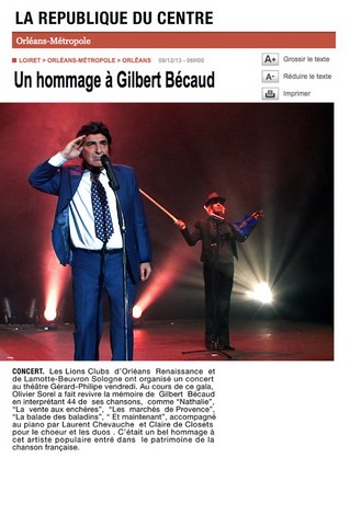 La République du centre parledu spectacle  d'olivier Sorel à Orléans